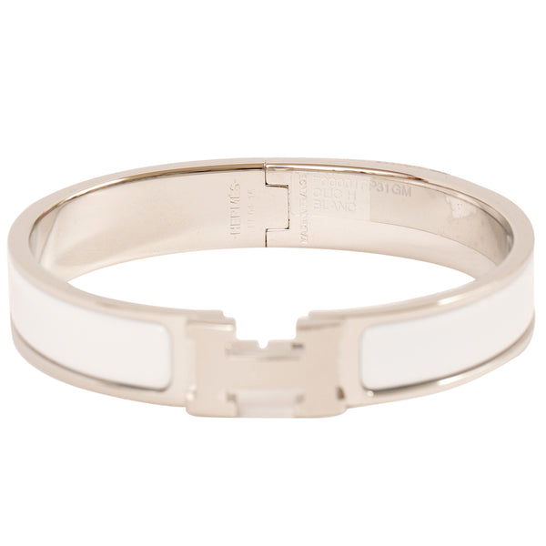 Hermes Bracelet Narrow Clic Clac H Enamel PM White in Metal with  Silver-Tone - US