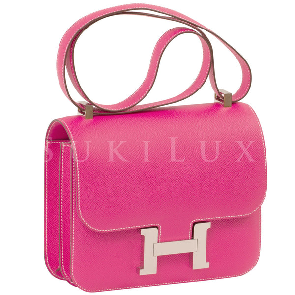 Hermes Constance Bag 18cm Pink Epsom Palladium Hardware