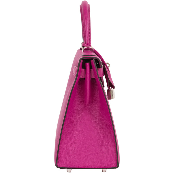 Hermes Kelly Bag 25cm Rose Pourpre Pink Epsom Palladium Hardware