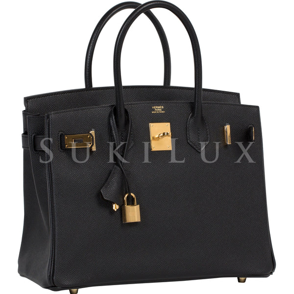 Hermes Birkin Bag Epsom Leather Gold Hardware In Black