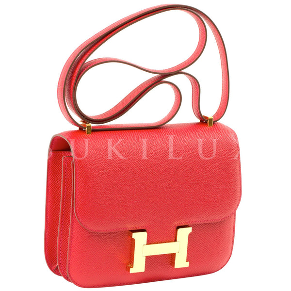 🈹 Hermès Mini Constance (K1 Rouge Grenat), 名牌, 手袋及銀包- Carousell