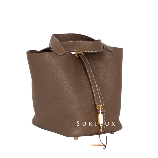 Hermès Picotin Lock Gold Maurice 18 Gold Hardware, 2022 (Like New), Brown Womens Handbag