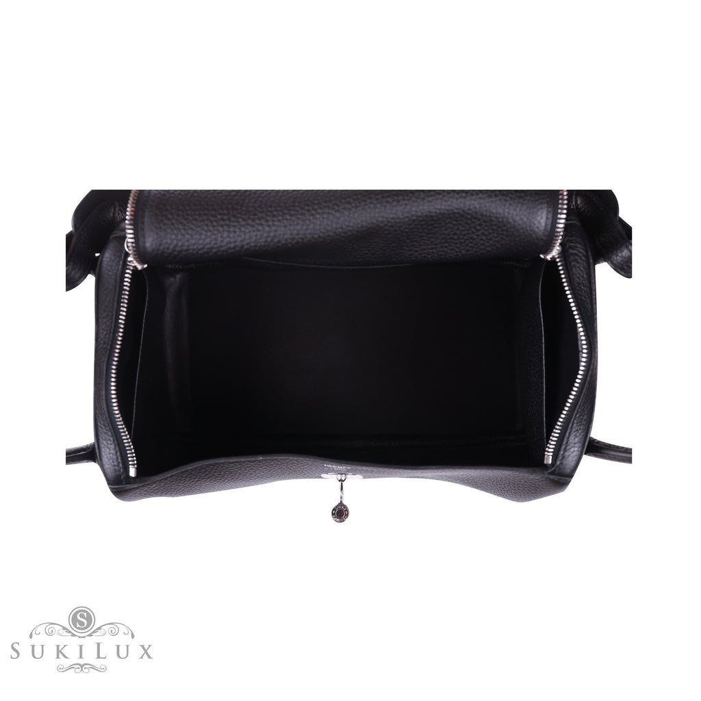 1stdibs Exclusive Hermes Lindy 30cm Black Clemence Leather Palladium  Hardware For Sale at 1stDibs