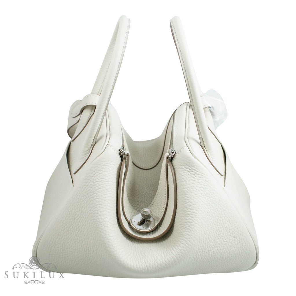 Hermes Lindy Bag Clemence Leather Palladium Hardware In Grey