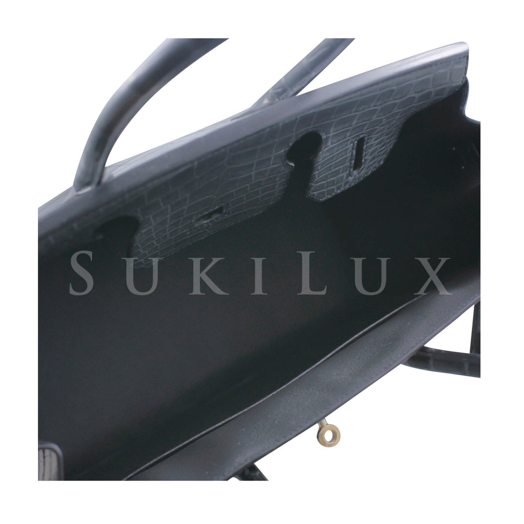 Hermès Birkin 30cm Crocodile Shiny Nilo CC Noir 89 Palladium Hardware –  SukiLux