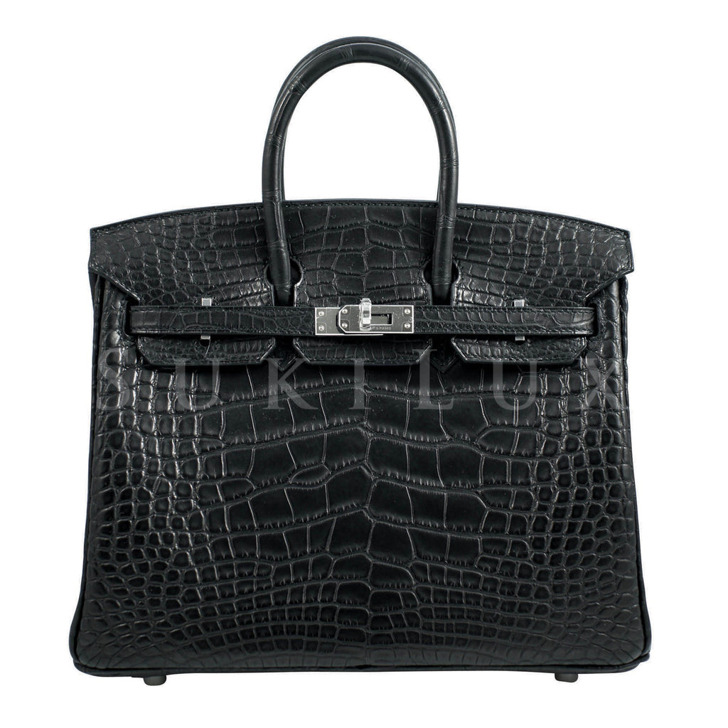 Black Crocodile-Skin Hermes Birkin Bag
