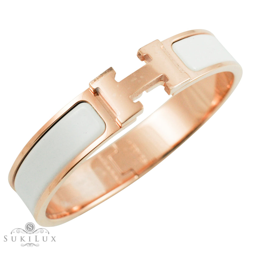 Clic h bracelet Hermès Pink in Metal - 19481398
