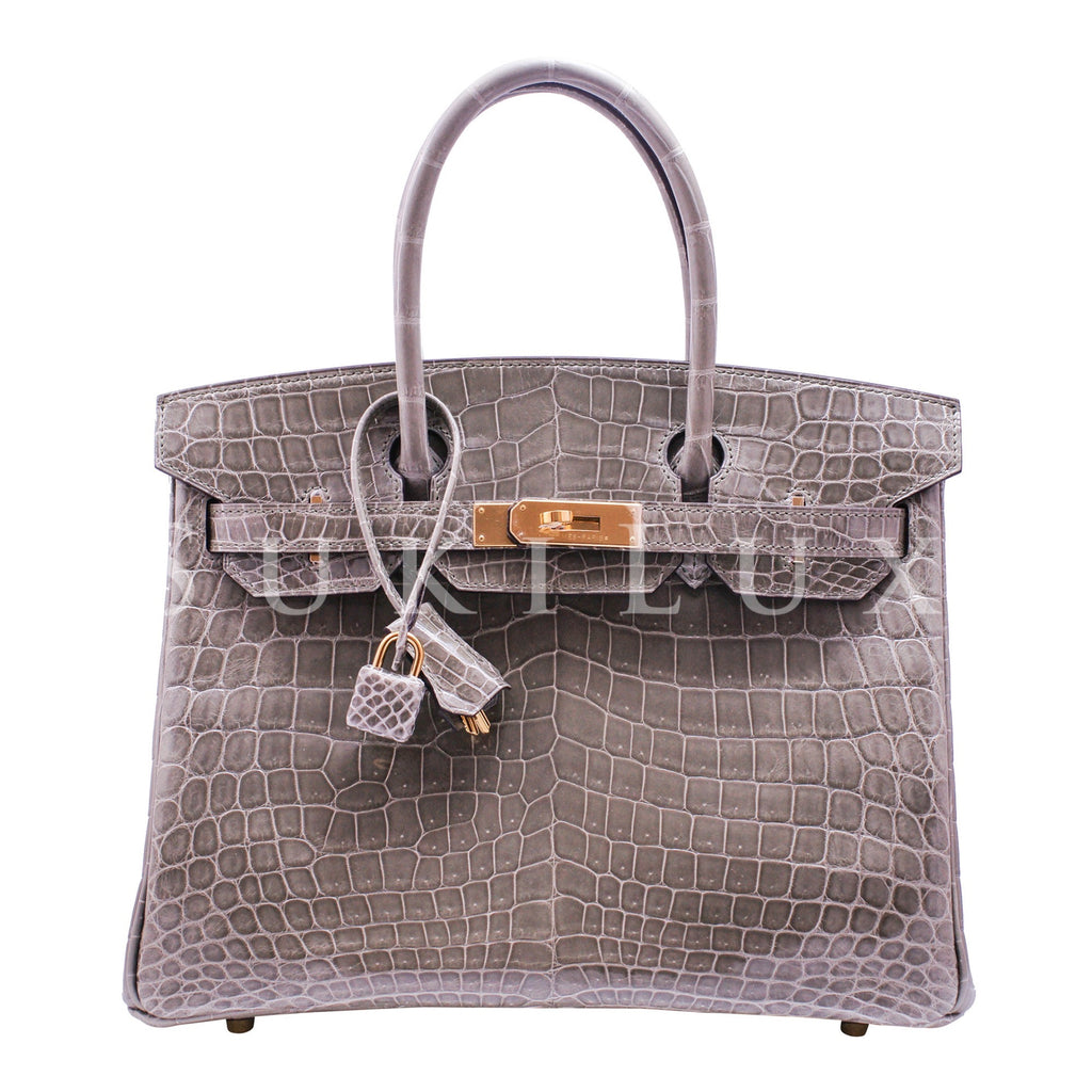 Hermès 30cm Matte Havana Nilo Crocodile Birkin Bag with Gold