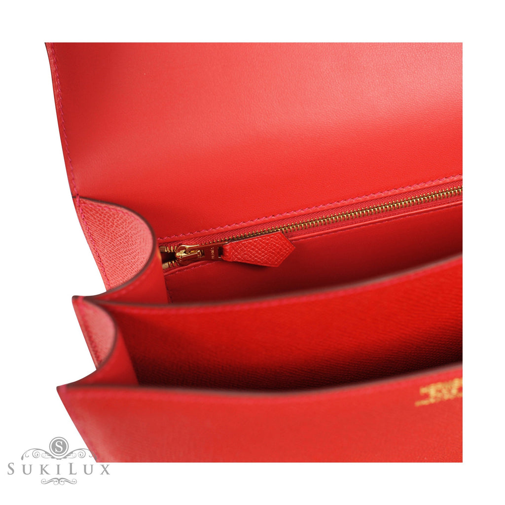 Hermes Constance 24, Red Rouge de Coeur Epsom Leather with Gold Hardware,  As New (Mint Condition) in Box WA001