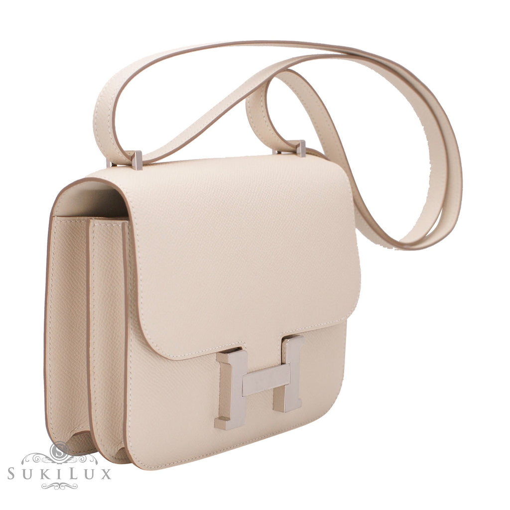 Hermes Constance Mini Bag Epsom Leather Gold Hardware In White