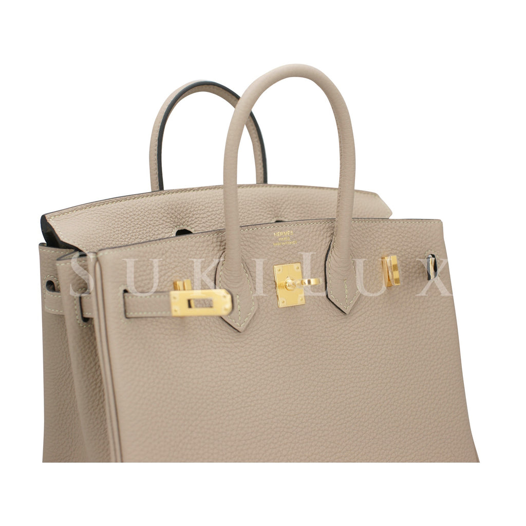Hermes Gold Brown Clemence Grained Leather Birkin 30cm Bag and