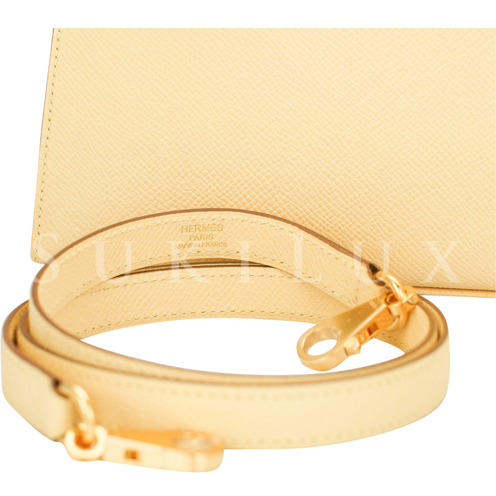 Hermes 25cm Jaune Poussin Sellier Epsom Kelly Yellow Gold Mini Jewel