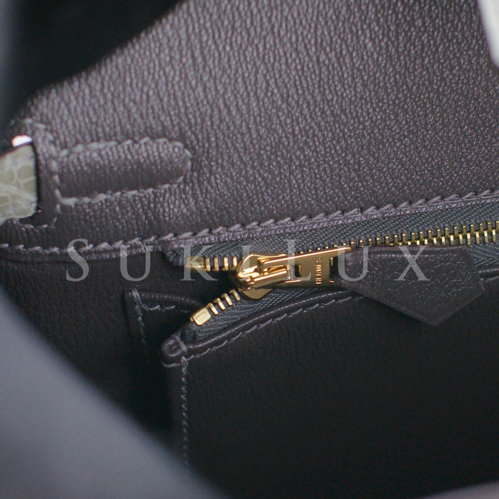 Hermès Birkin 25cm Crocodile Shiny Nilo 9M Sanguine Gold Hardware – SukiLux