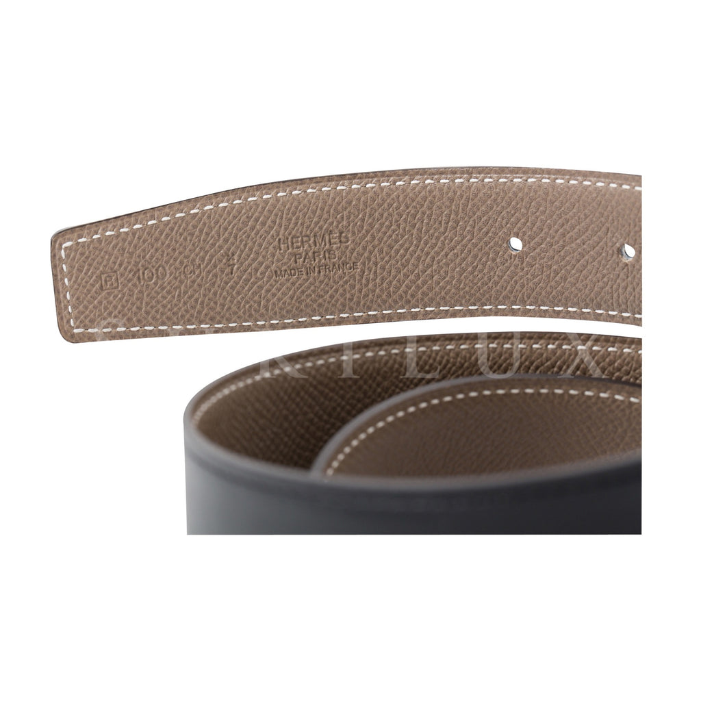 Hermes Reversible Belt Leather 100 Black/Brown [Guaranteed authentic]