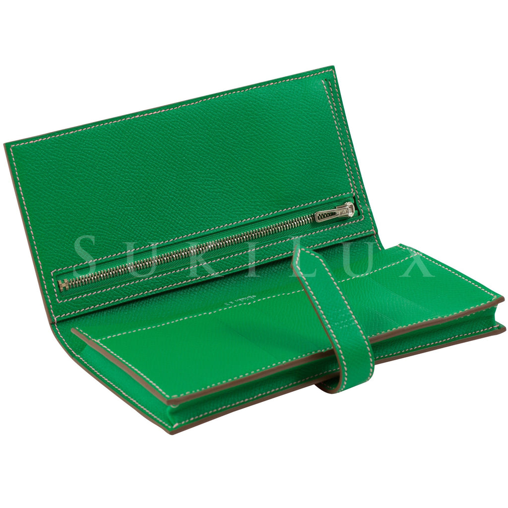 Hermes Green Chevre Mysore Goatskin Leather Palladium Hardware