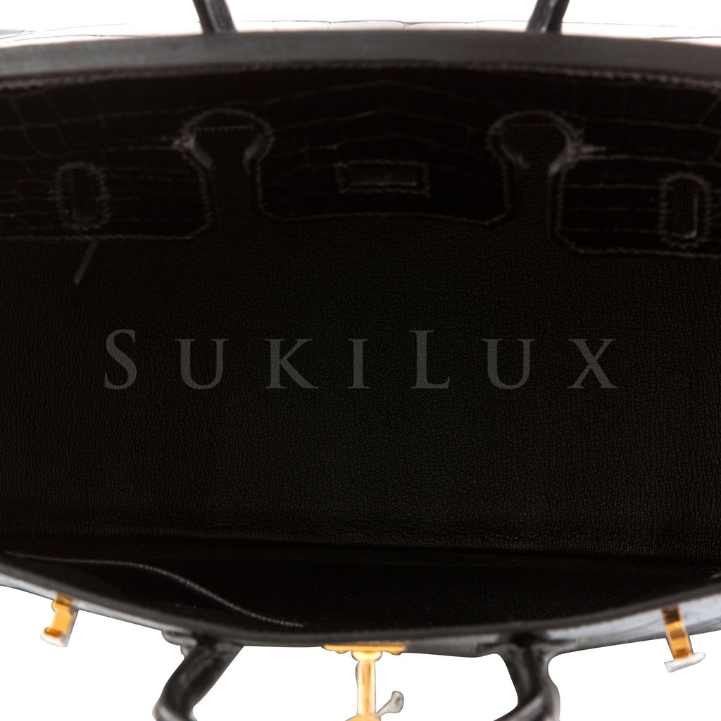 Hermès Birkin 25cm Crocodile Matte Alligator Noir 89 Palladium Hardwar –  SukiLux