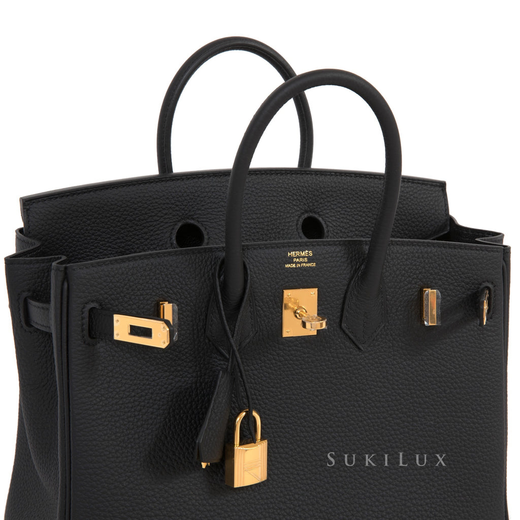 Hermes Birkin Bag Embossed Togo Leather Gold Hardware In Black
