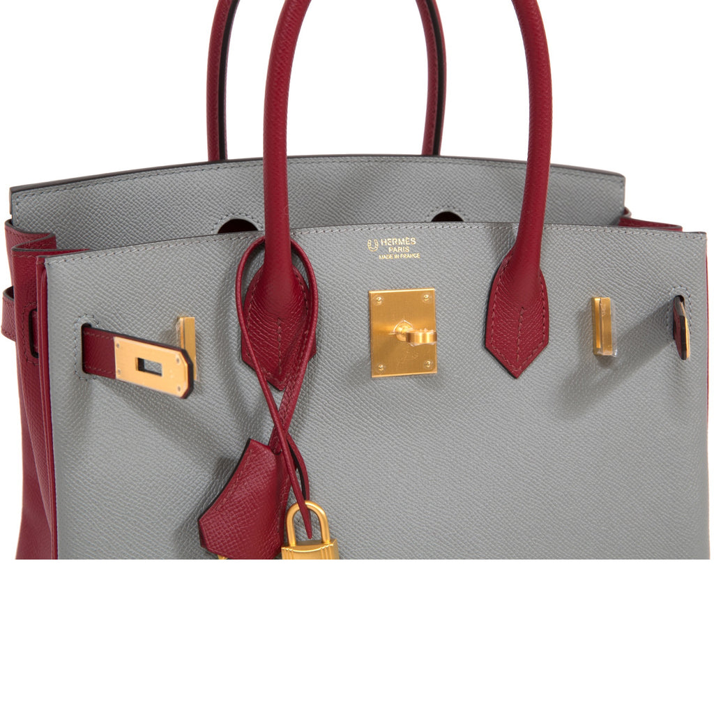 HERMÈS Rouge Grenat and Gris Mouette Epsom Leather HSS Special