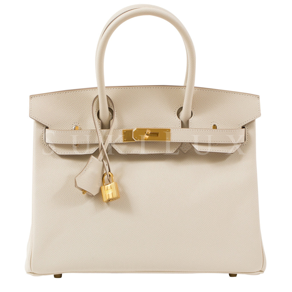 Hermès Birkin 30 Top Handle Bag In Craie Epsom With Gold Hardware