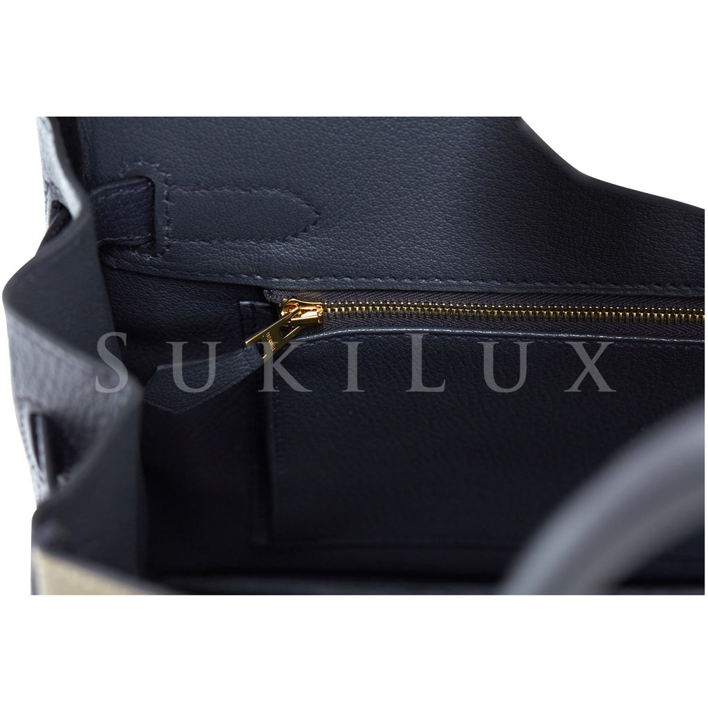 Hermès Birkin 30cm Chevre Goatskin Noir 89/Etoupe 18 Bi-color Gold Har –  SukiLux