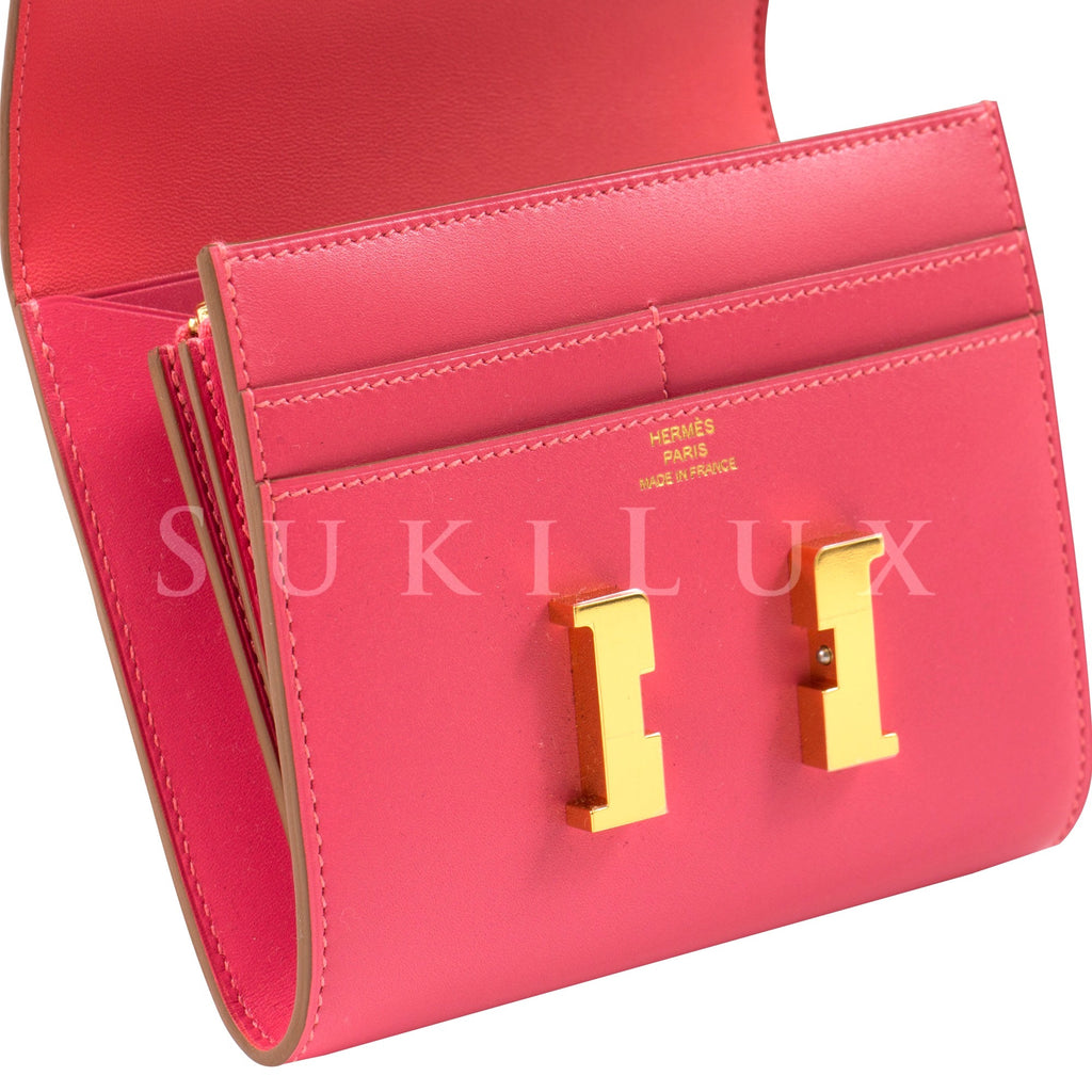 Hermes Constance Slim Wallet In Rouge Grenat With Gold Hardware – Found  Fashion