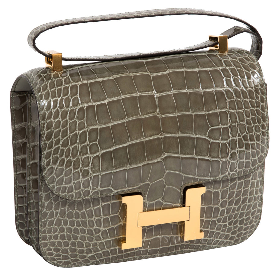 Hermes Gris Tourterelle Crocodile Constance Mini 18/19 Handbag - MAISON de  LUXE