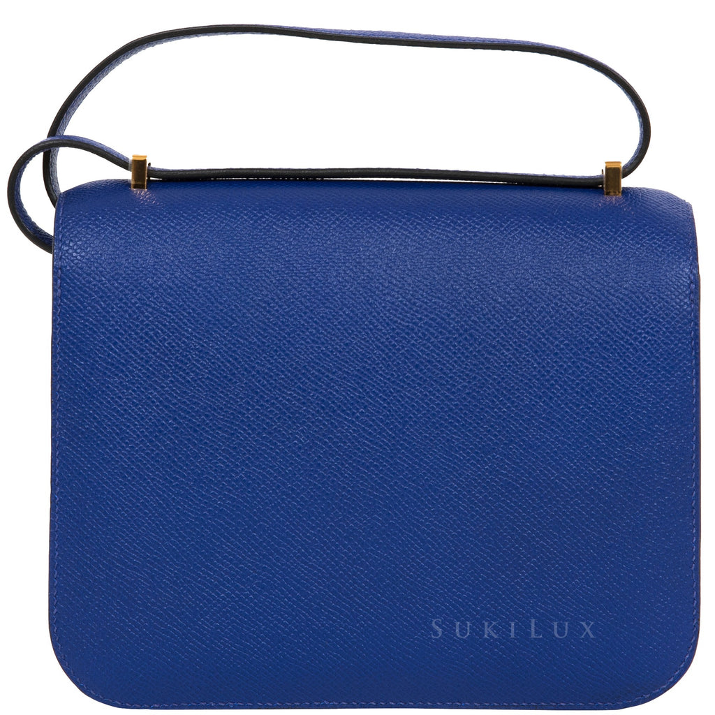 Hermès Constance Mini Bleu Electrique Swift Leather Bag with Gold HW