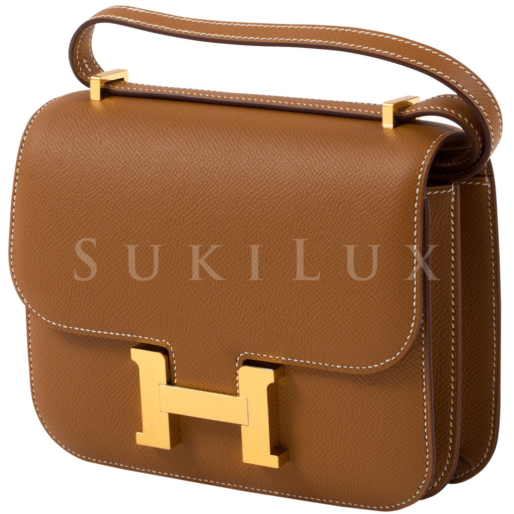Hermès Constance Mini Bleu Electrique Swift Leather Bag with Gold HW