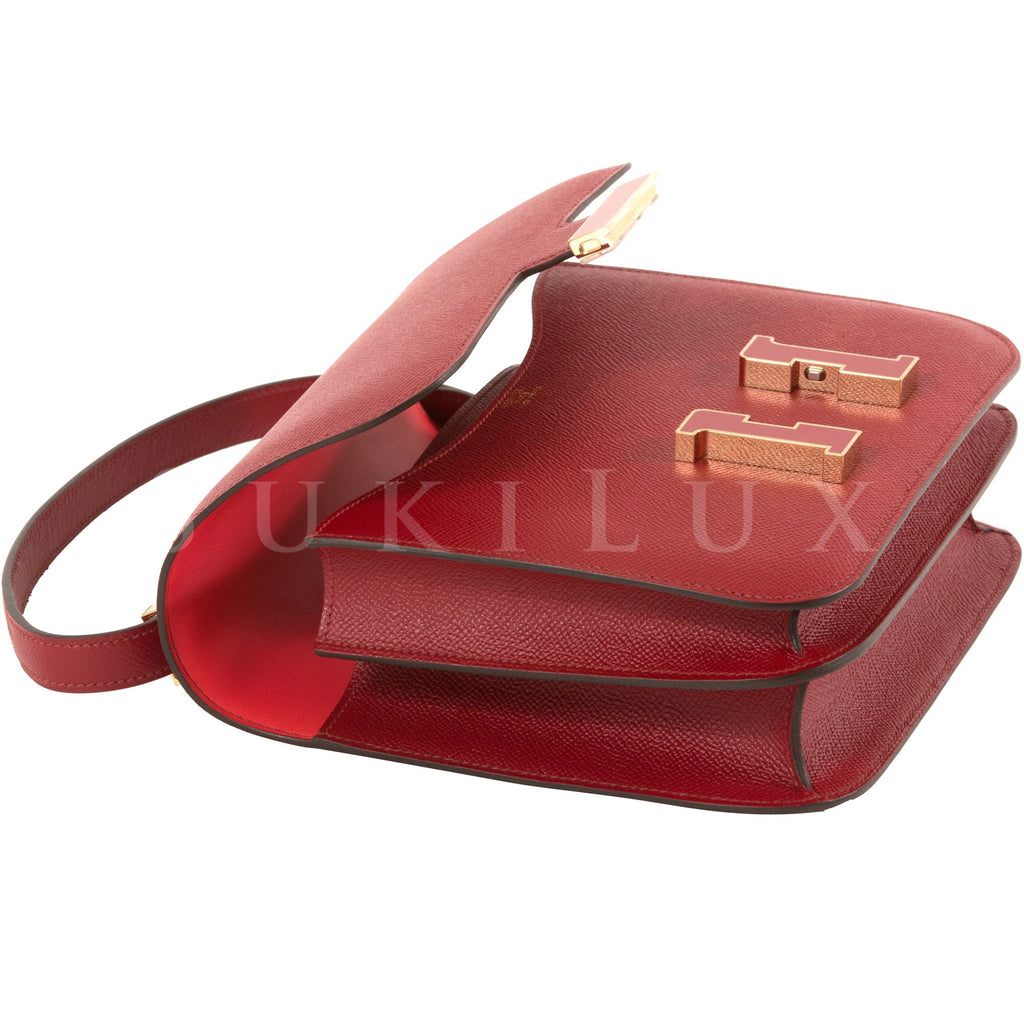 Constance 18 Rouge Grenat Veau Epsom Leather Gold Plated A Stamp