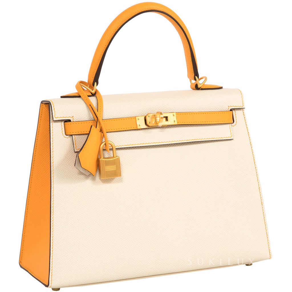 Hermes Birkin bag 25 White Epsom leather Gold hardware