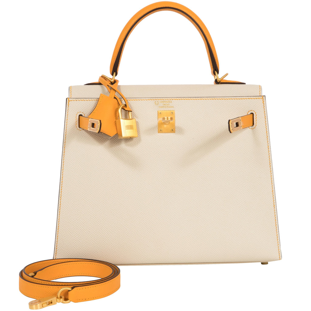 Hermes Birkin Sellier Bag Bicolor Epsom with Brushed Gold Hardware