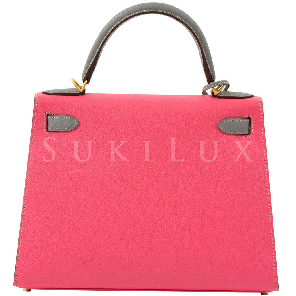 Brand new Hermes kelly 28 Gris Mouette and Rose Azalee BGHW Sold