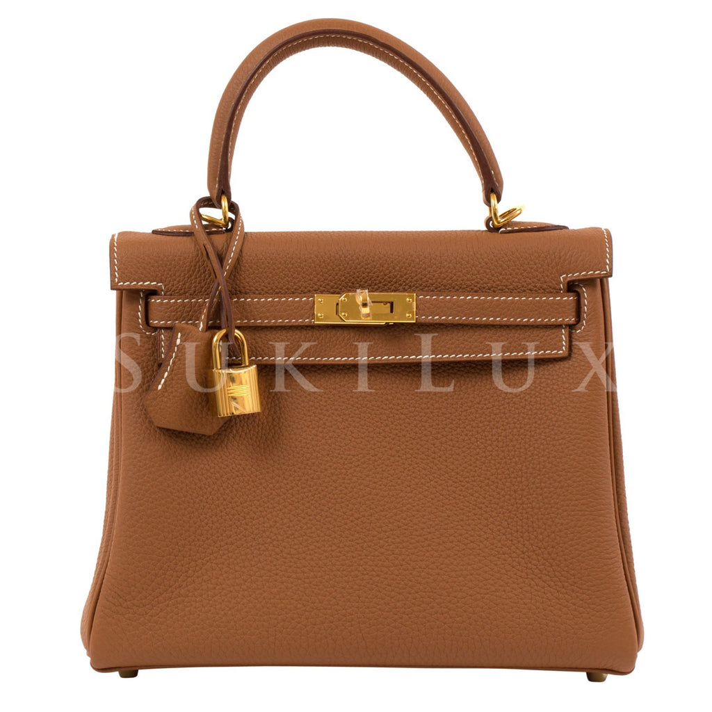 Hermes Kelly Bag with Smiling Print Togo Leather Gold Hardware In