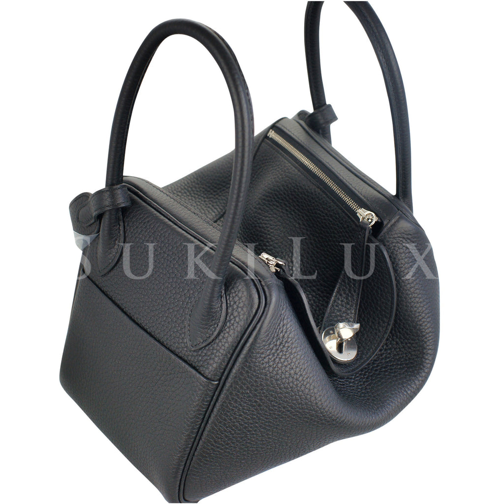 Hermes Lindy 26 Taurillon clemence noir with palladium hardware new