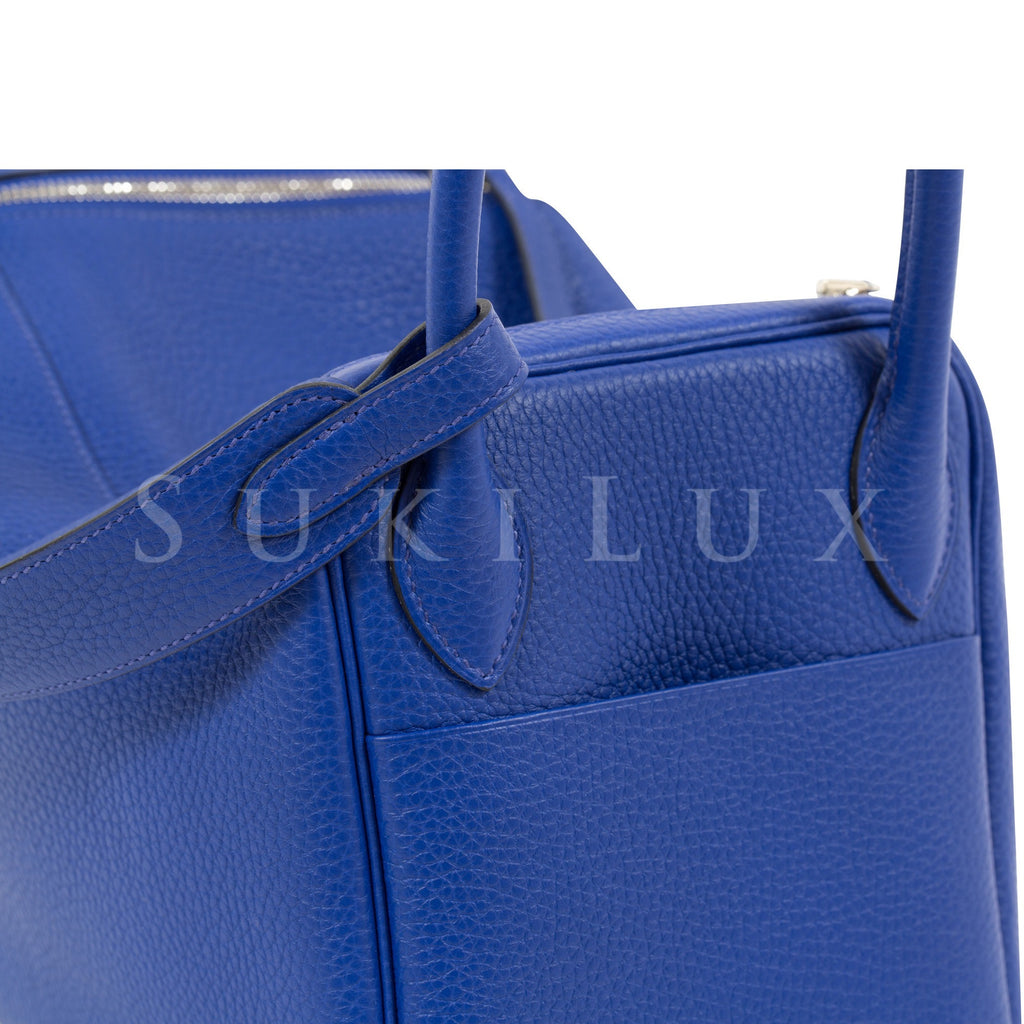 Hermès Lindy 30cm Clemence Rouge Casaque Palladium Hardware – SukiLux