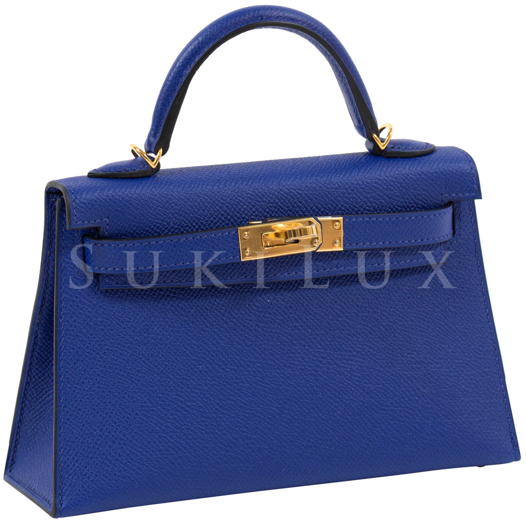 A BLEU DU NORD EPSOM LEATHER MINI KELLY 20 II WITH GOLD HARDWARE