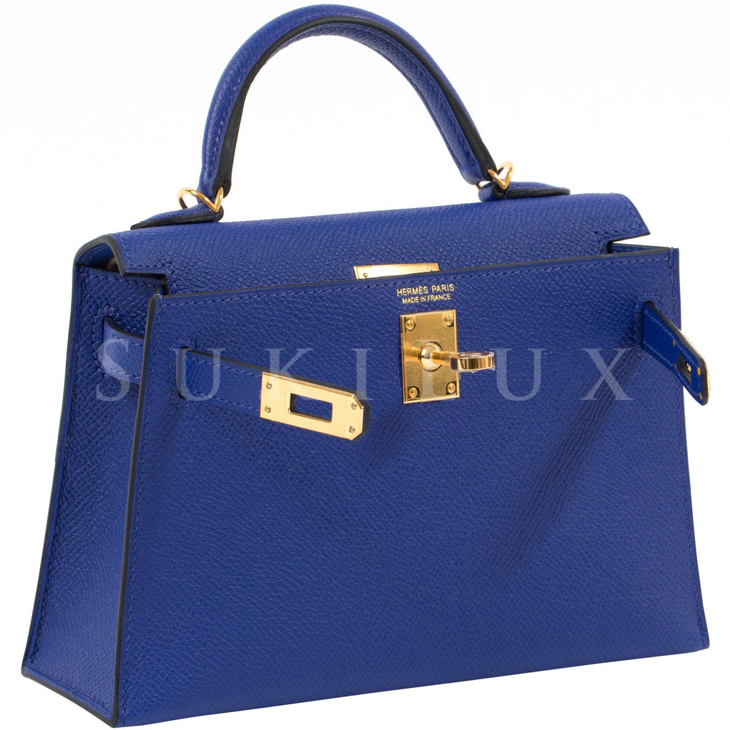 Hermès MiniKelly II Bleu Electric Veau Epsom Leather Gold Hardware – SukiLux