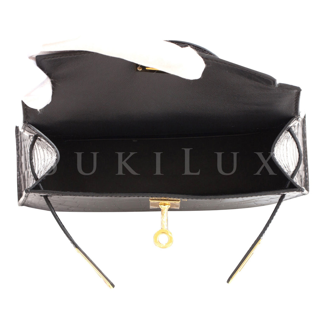 Hermès MiniKelly II Noir 89 Box Leather Palladium Hardware – SukiLux