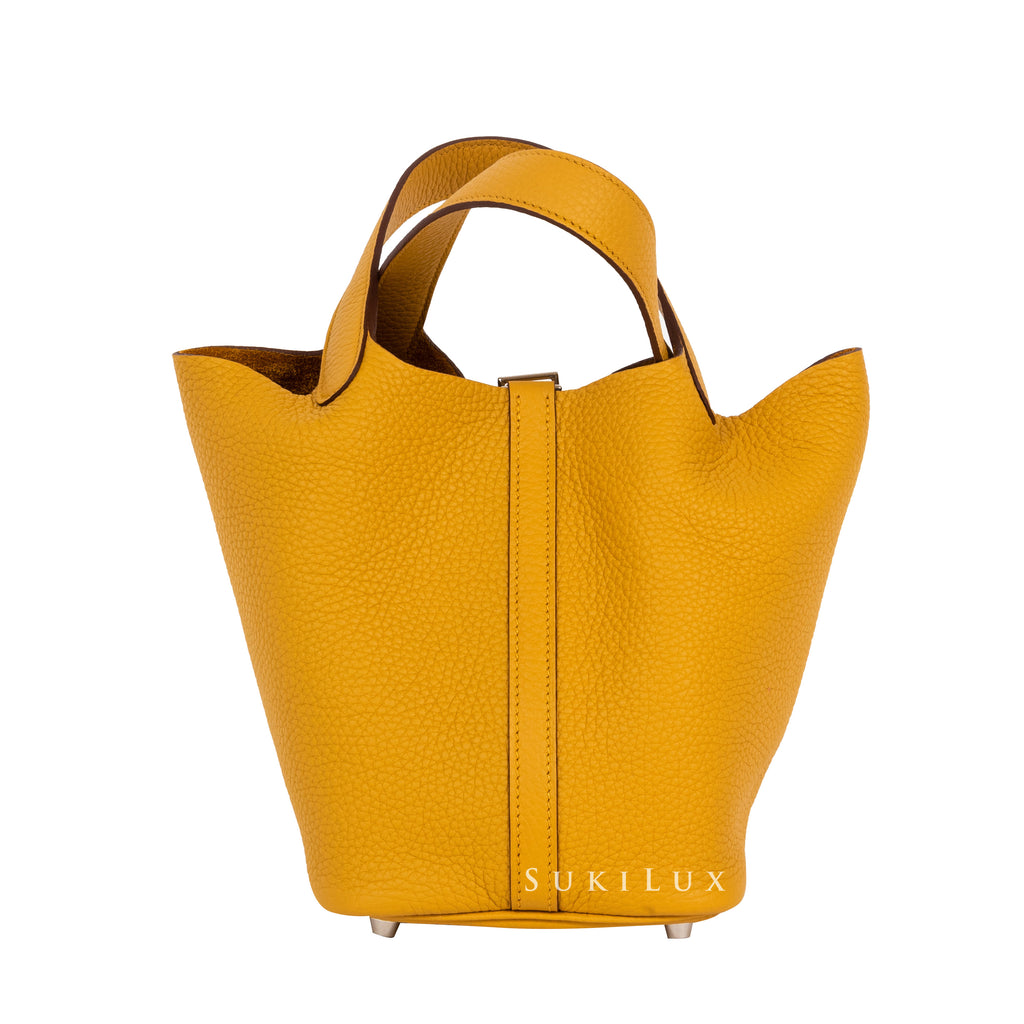 Hermes Picotin Lock Touch bag PM Cuivre/Jaune d'or Clemence leather/ Swift  leather Silver hardware