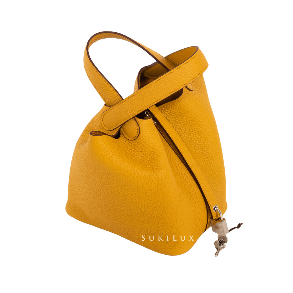 Hermes Picotin Lock Touch bag PM Cuivre/Jaune d'or Clemence leather/ Swift  leather Silver hardware