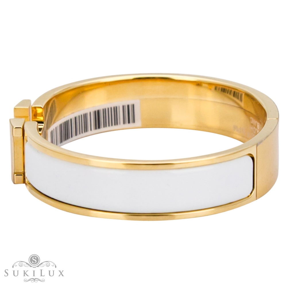 Hermès Clic Clac H Narrow Enamel Bracelet Jaune D'or Gold Hardware – SukiLux