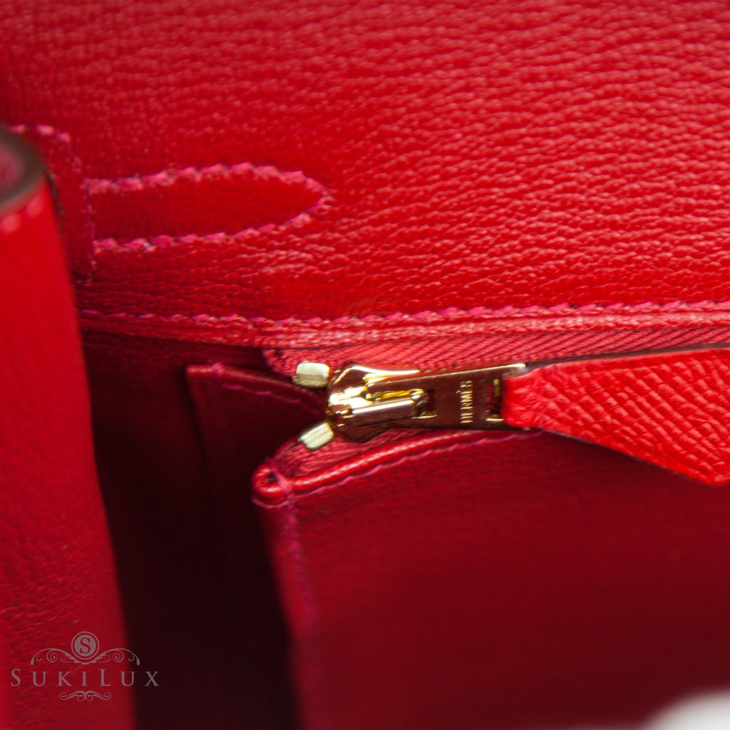 Hermes Birkin Bag 25cm Rouge H Epsom Gold Hardware