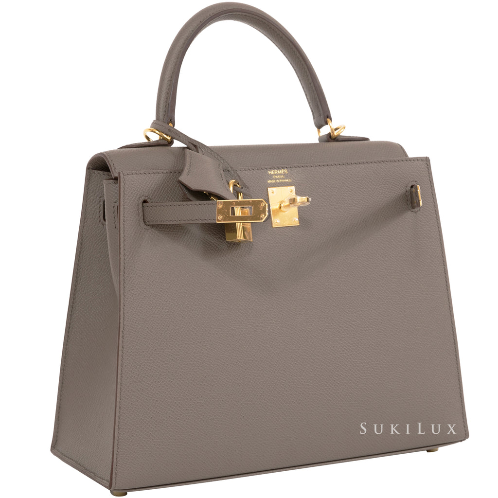 Hermes Birkin Sellier Bag Bicolor Epsom With Brushed Gold Hardware 25