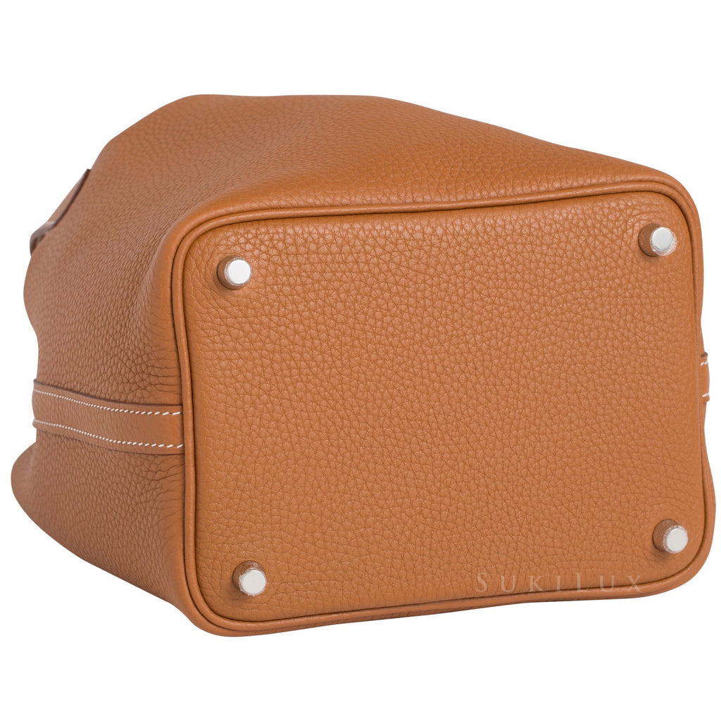 Picotin leather handbag Hermès Gold in Leather - 37310707