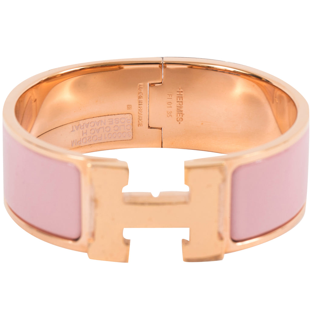 Hermes Wide Pink Clic Clac H Bracelet SHW