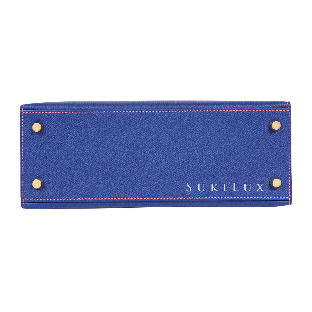 Hermès Kelly 25cm Sellier Veau Epsom 8U bleu glacier Gold Hardware – SukiLux