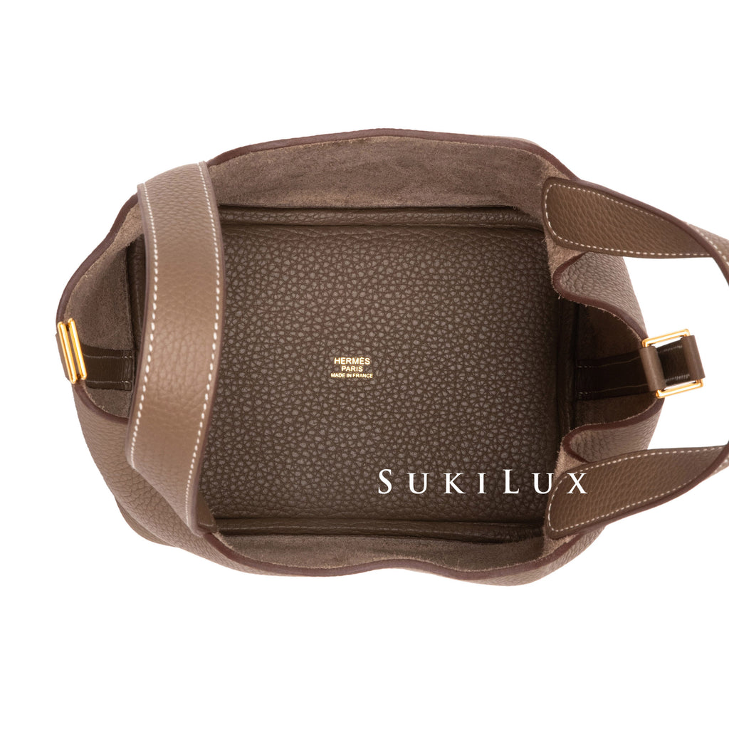 Hermès Picotin Lock Etoupe 18 Clemence Leather Palladium Hardware – SukiLux